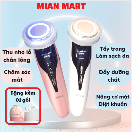 Máy massage mặt MIANZ masage cầm tay ion- điện di tinh chất - matxa nâng cơ mặt đẩy dưỡng chất MIAN MART