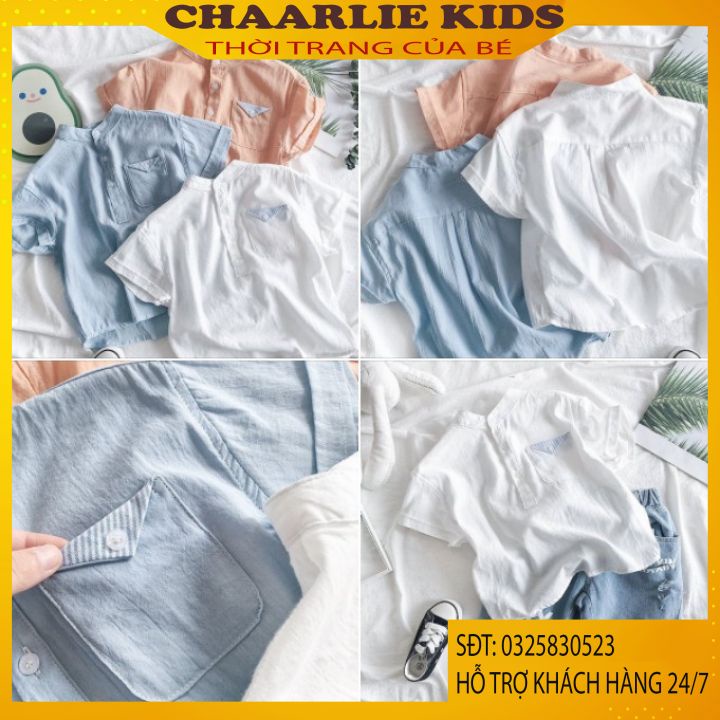 Áo Sơ Mi Cho Bé Chất Liệu Vải Đũi Cao Cấp Từ 7Kg Đến 28Kg Chaarlie Store
