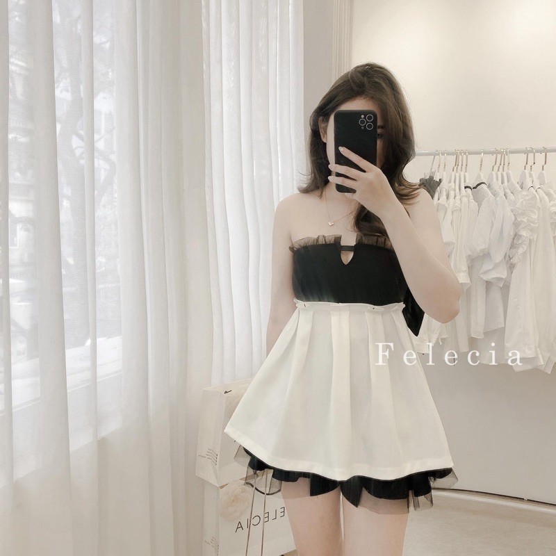 [Mã FAGREEN245 giảm 10% tối đa 30K đơn 99K] SET PEPLUM ỐNG CÚP NGỰC NƠ LƯNG KÈM SHORTS ĐEN VIỀN REN | BigBuy360 - bigbuy360.vn
