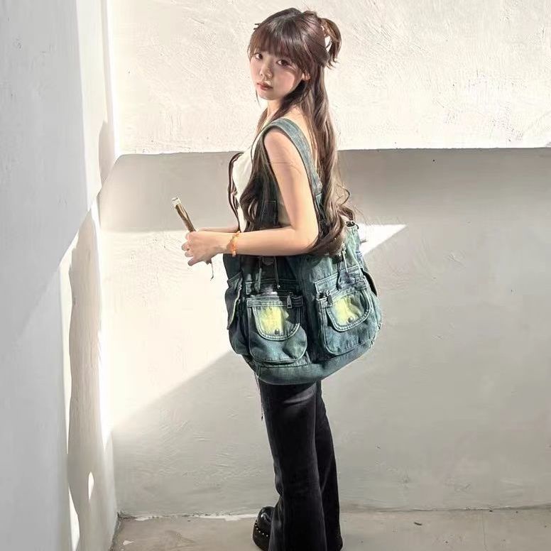 Túi Xách Denim Sức Chứa Lớn Phong Cách Retro Thời Trang Cho Nữ