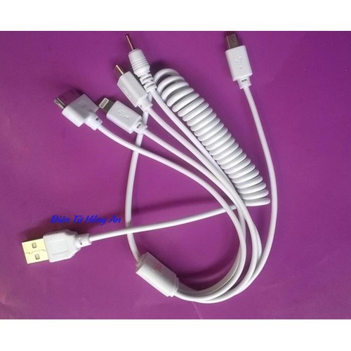 Cáp sạc 5 đầu  dây soắn đa năng