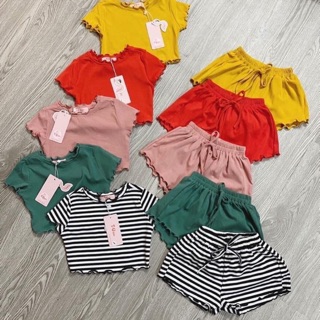 Set bộ cotton rip 4c bé gái (size 4-24kg)