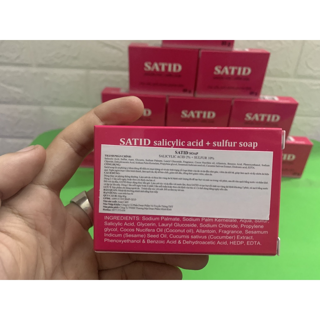 Xà phòng ngừa mụn lưng Satid bánh 80g, giảm thâm, viêm nang lông hiệu quả | BigBuy360 - bigbuy360.vn