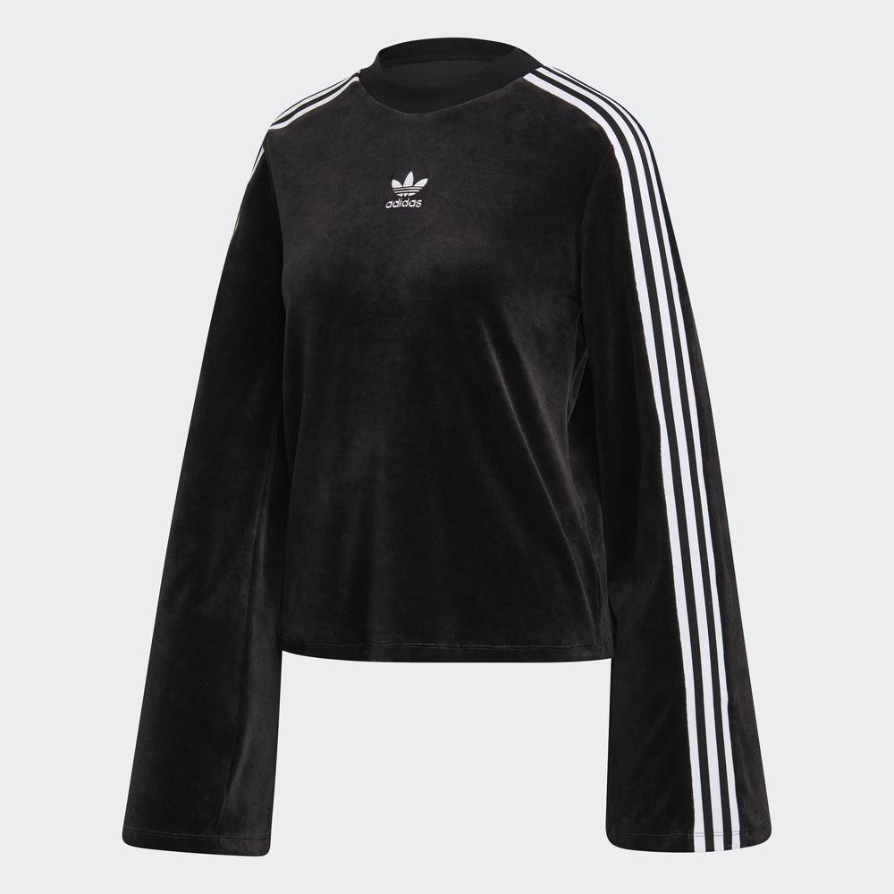 [Mã WABRD7 giảm 150K đơn 1 Triệu] Áo Nỉ adidas ORIGINALS nhung tay xòe Nữ Màu đen ED4752