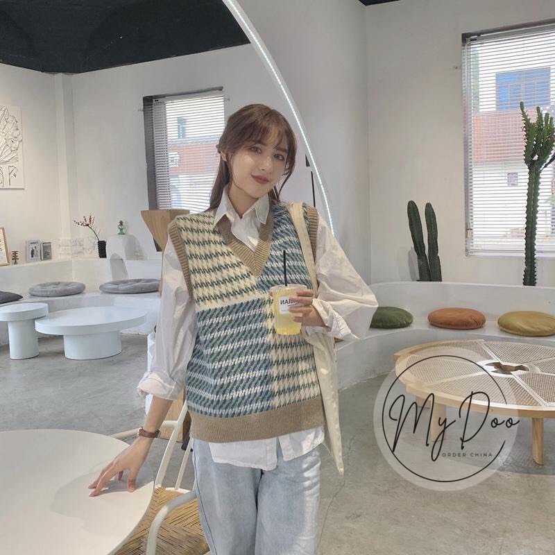 Áo Gile Len Cổ V Chất Dày Dặn Nhiều Màu Vintage Phong Cách Hàn Quốc - GL02 | BigBuy360 - bigbuy360.vn