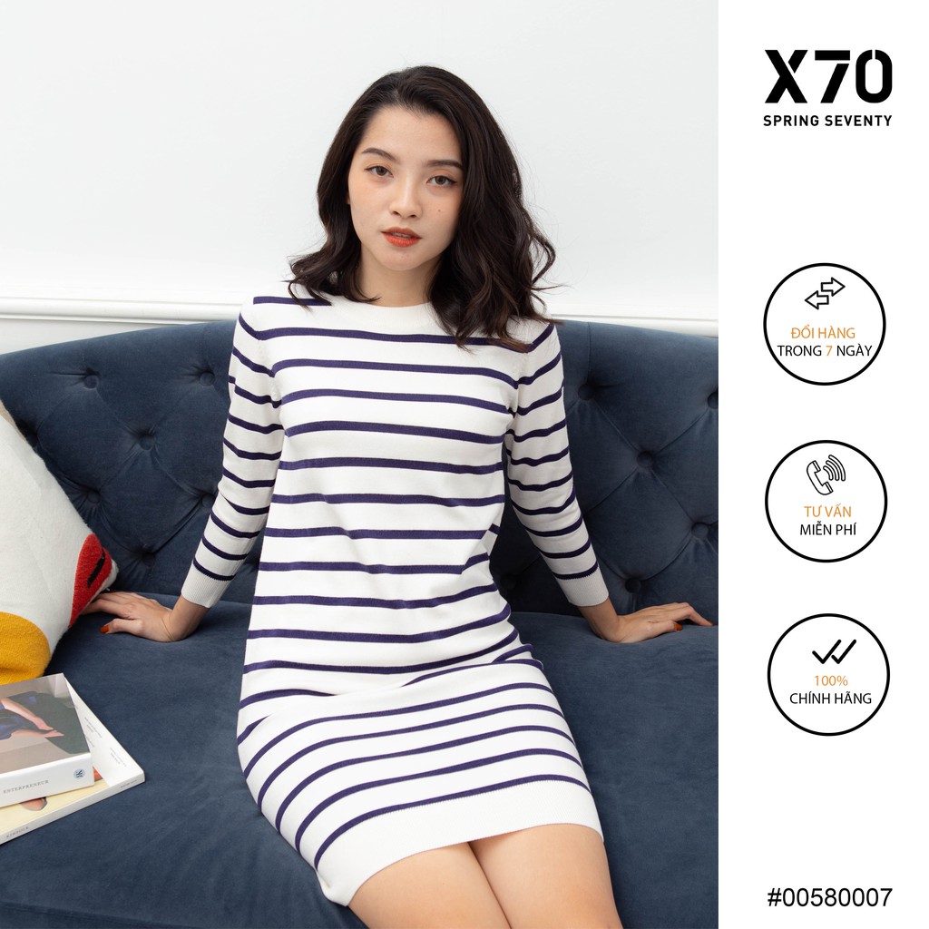 Đầm Nữ Form Suông Tay Dài Họa Tiết Kẻ Sọc Ngang Thời Trang X70 - 00580007 | BigBuy360 - bigbuy360.vn