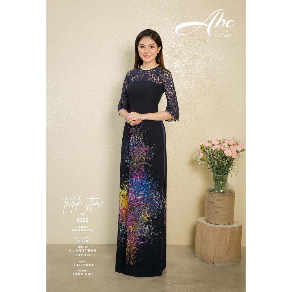Vải áo dài ABC vol chiffon bông dưới tà