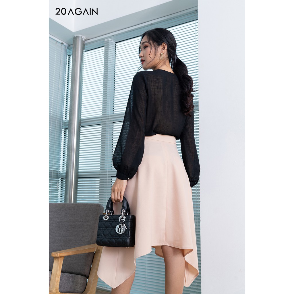 Áo sơ mi dài tay dúm cổ trơn màu ASA0988 20AGAIN | BigBuy360 - bigbuy360.vn