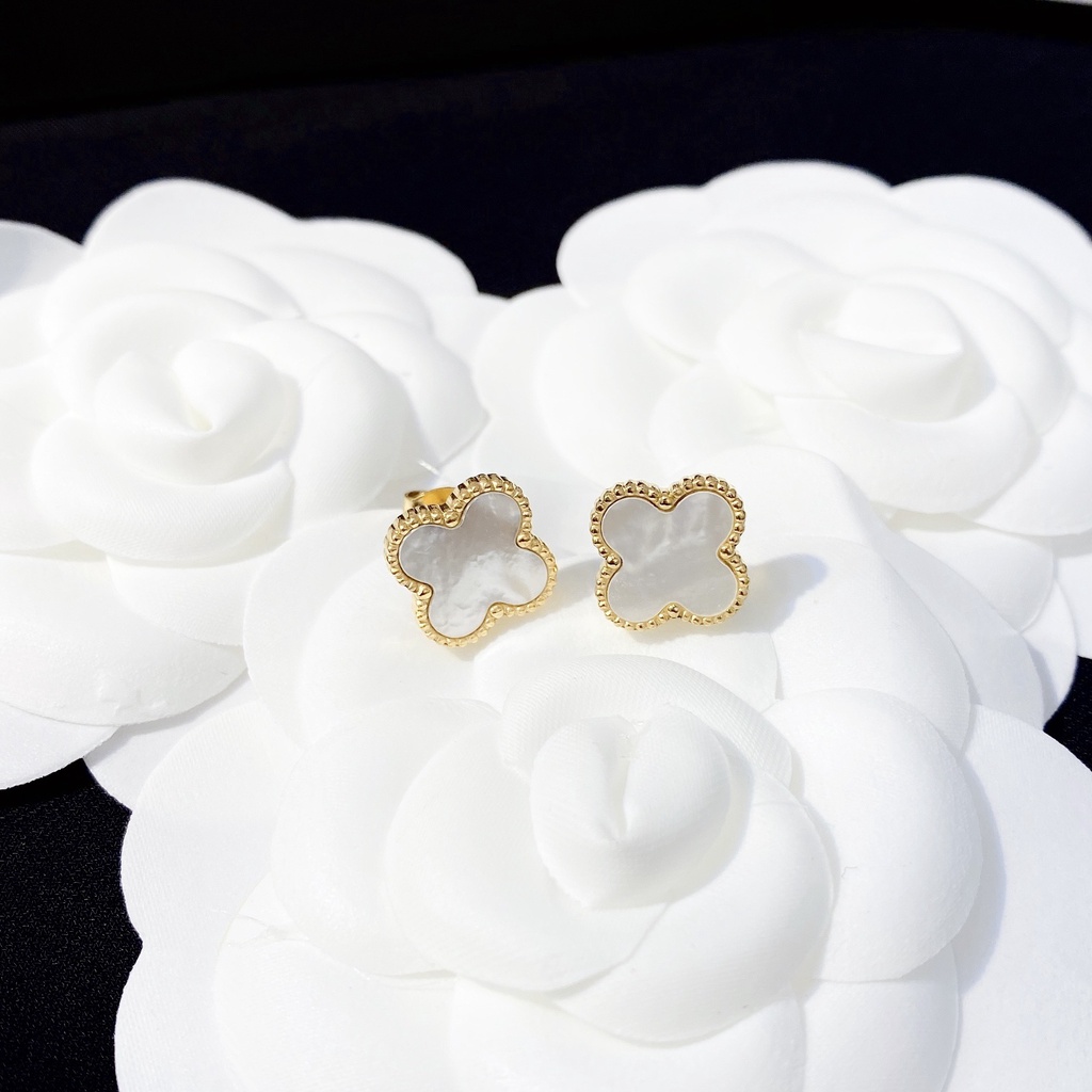 Bông tai nữ vàng Titan không gỉ và khảm xà cừ cá tính Ròm House phong cách Hàn Quốc - ms7903