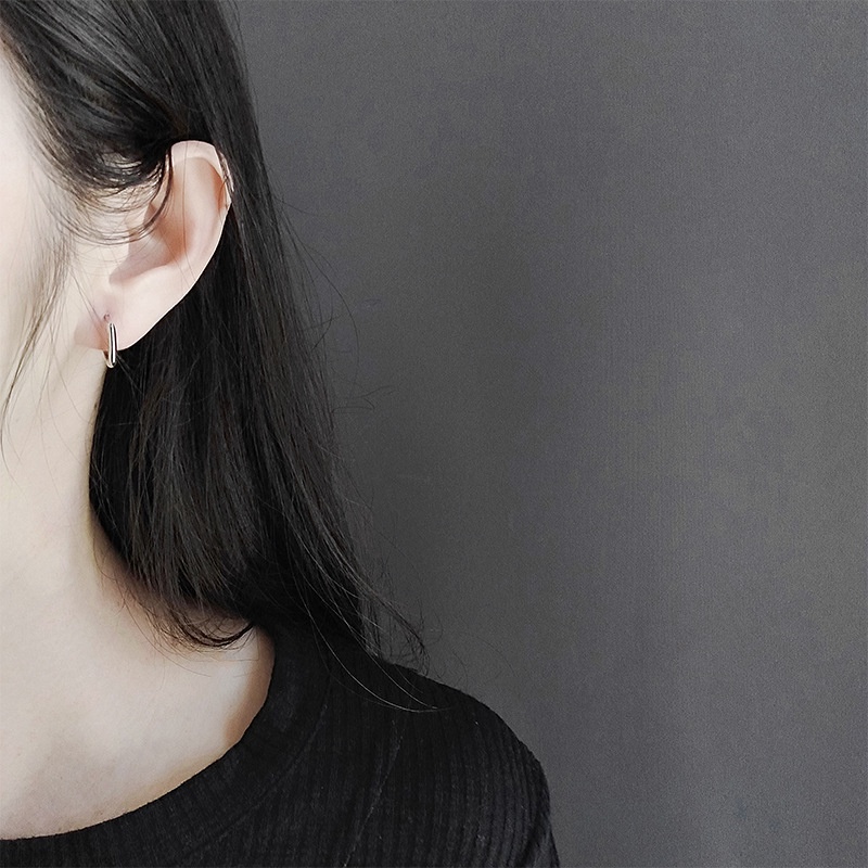 Khuyên Tai Hình Vuông Màu Vàng / Bạc Phong Cách Punk Hip Hop Ngọt Ngào Cho Nữ