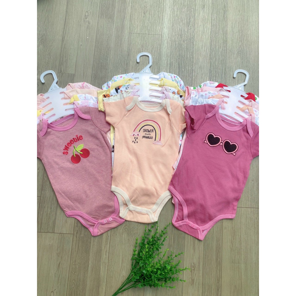 Bộ 5 bodysuit cho bé sơ sinh  body chip dành cho bé gái bé trai (0-12 tháng)
