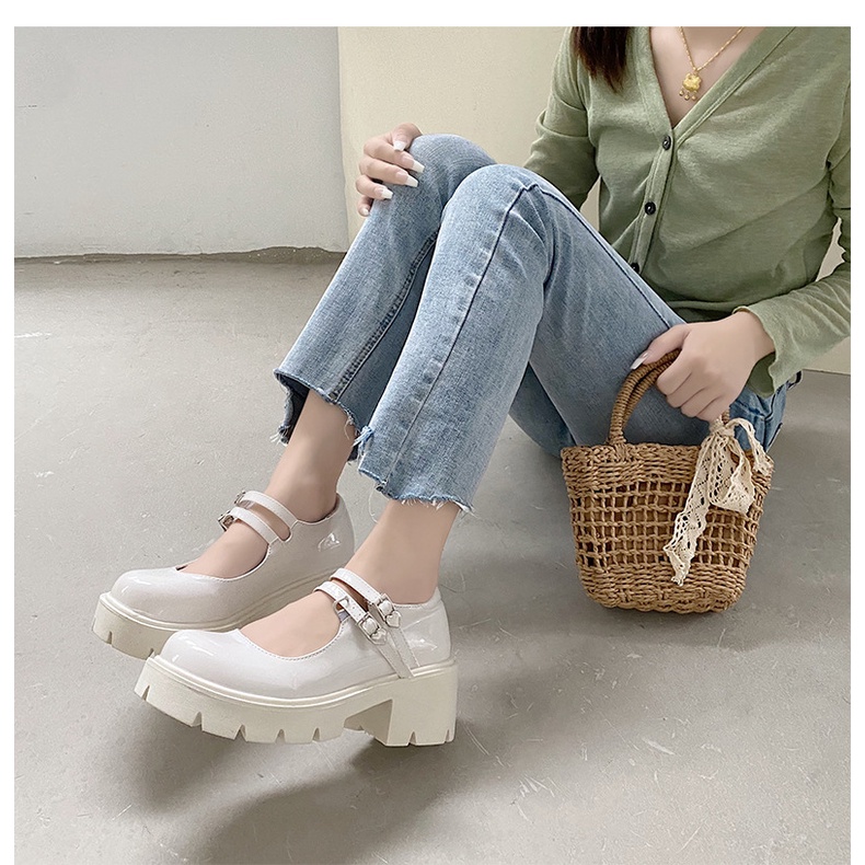 Giày Lolita Nữ phong cách Ulzzang mẫu mới hai quai khuy dự tiệc chuẩn hàng cao cấp