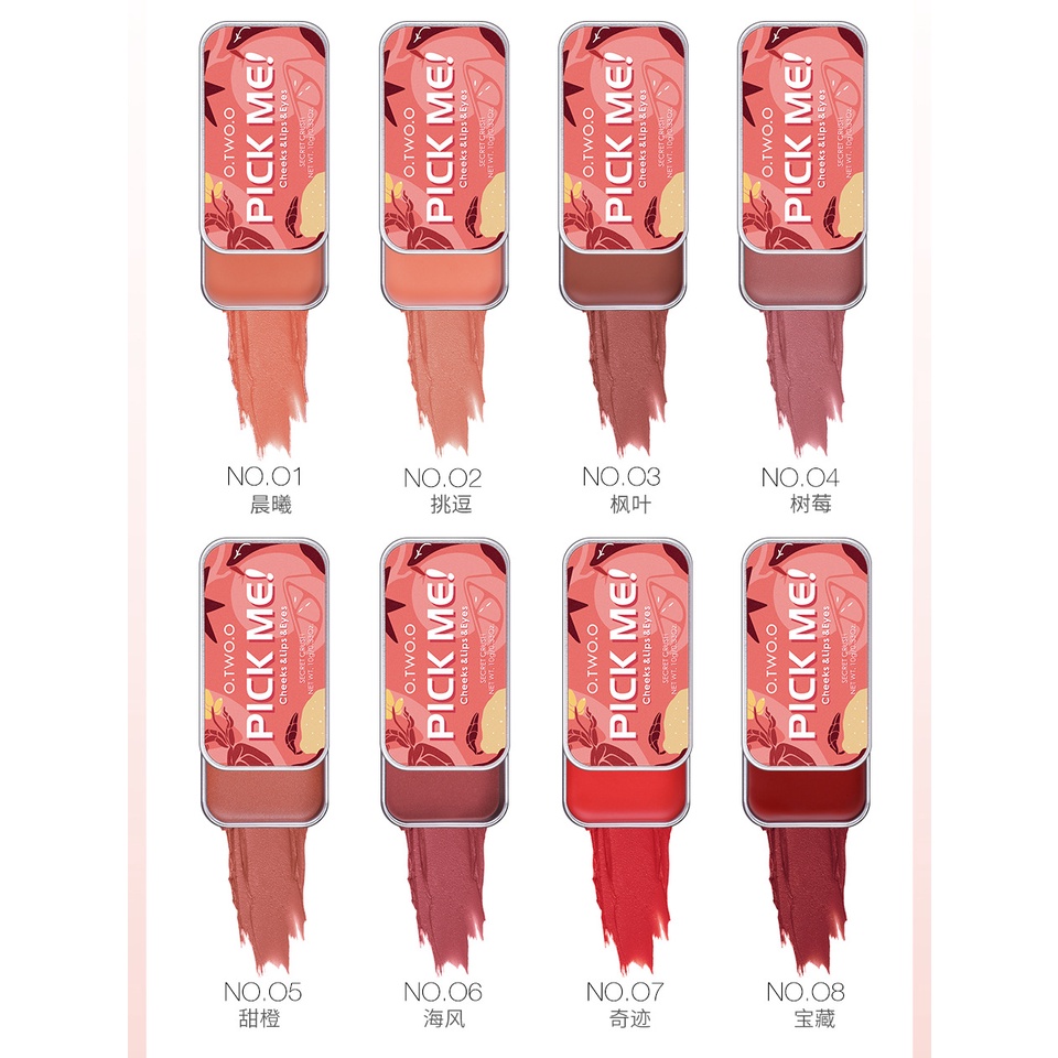 [Hàng mới về] Bảng phấn mắt má hồng son môi O.TWO.O 3 trong 1 chống nước tiện dụng