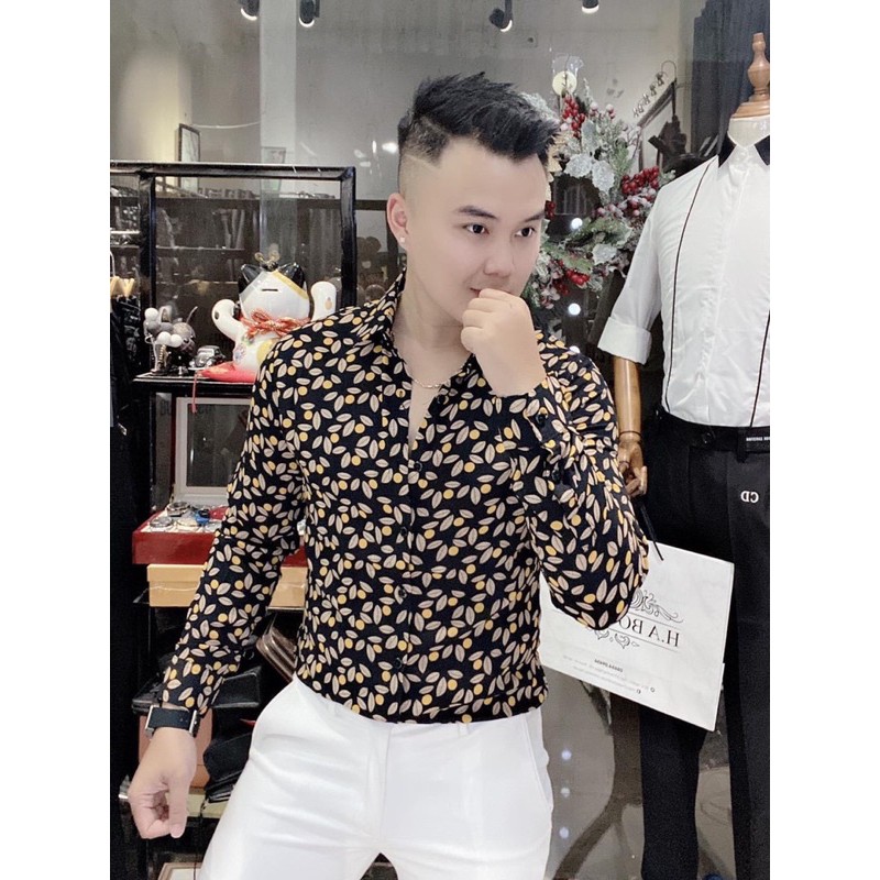 ÁO SƠ MI NAM NỮ TAY DÀI HOẠ TIẾT 3D LỤA CAO CẤP, ÁO SƠ MI NAM, ÁO SƠ MI NỮ, ÁO SƠ MI CẶP, HOẠ TIẾT LÁ FORM ÔM ĐẸP | BigBuy360 - bigbuy360.vn