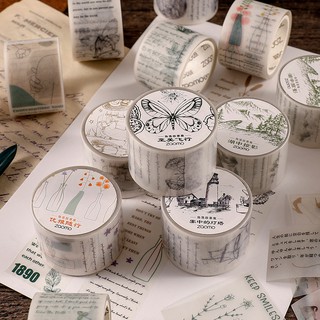 Băng dính washi hình bướm phong cách vintage dùng trang trí sổ tay