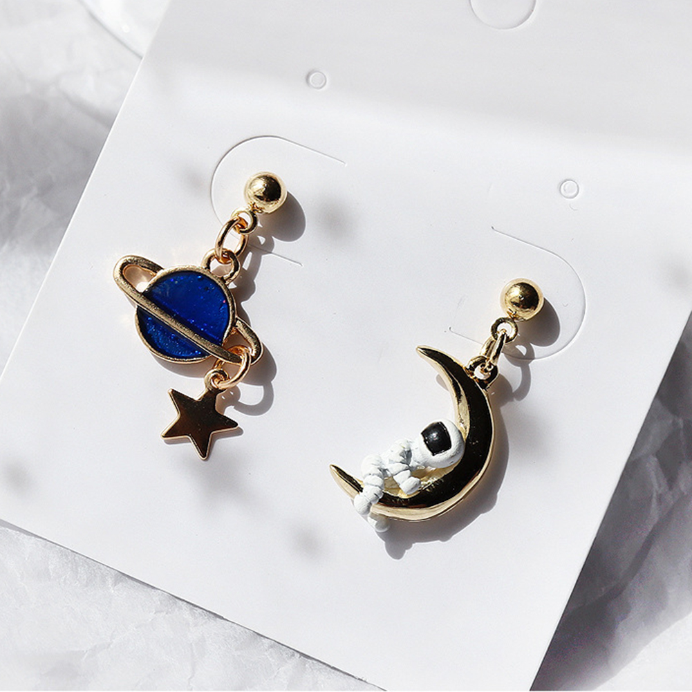 Bông Tai Thời Trang Hình Vũ Trụ Màu Xanh Cho Nữ 1 Cặp