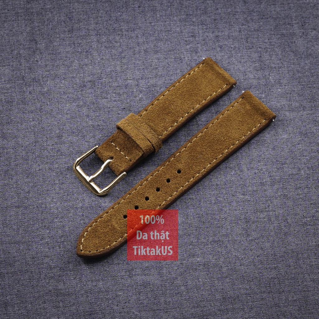 Dây đồng hồ nam da bò , da lộn Vintage khóa thép mạ vàng hồng Rose Gold, nhiều màu, đủ size cho đồng hồ Thụy Sĩ, đồng hồ
