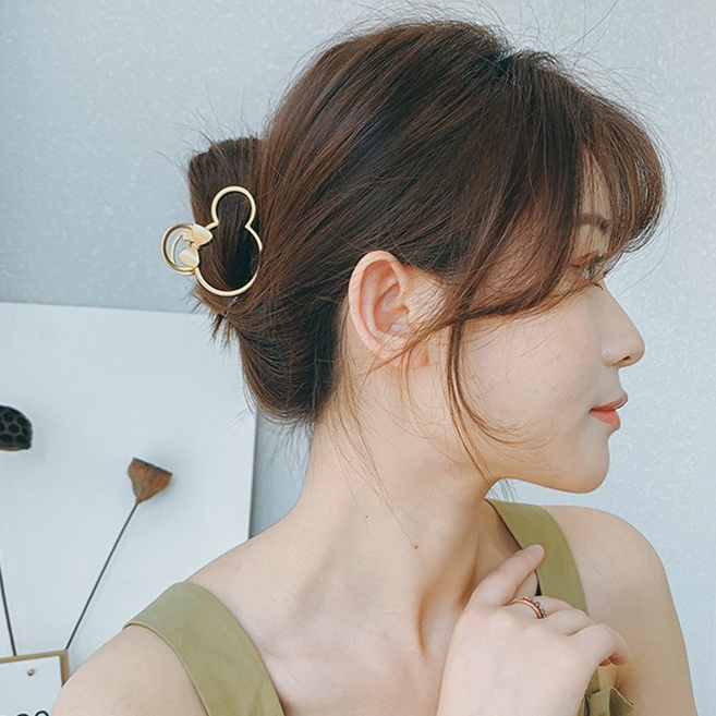 Kẹp Tóc Kim Loại Nhám Hình Chuột Mickey Thời Trang Hàn Quốc Cho Nữ
