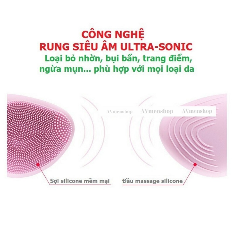 Máy Rửa Mặt Bằng Sóng Âm Silicon 3 Công Dụng Rửa Sạch, Massage và Nâng Cơ Mặt