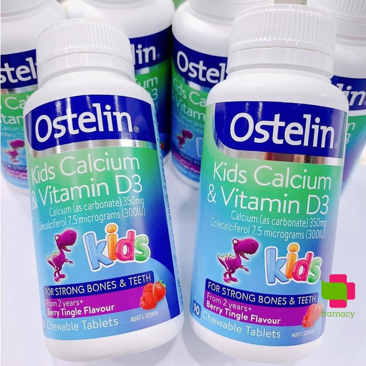 Canxi khủng long Ostelin Kids Milk Calcium & D3, Úc (90ml/90v) phát triển xương, răng cho bé từ 7 tháng/2 tuổi