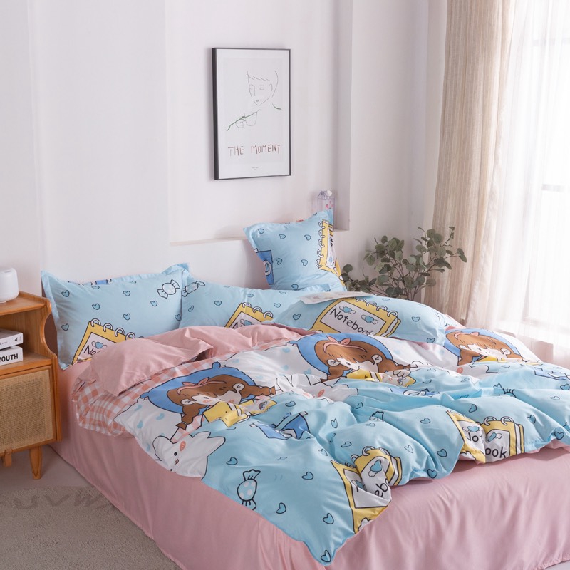 Bộ chăn ga gối Cotton Poly Nhập Khẩu- Cô Gái Đọc Sách SP001254