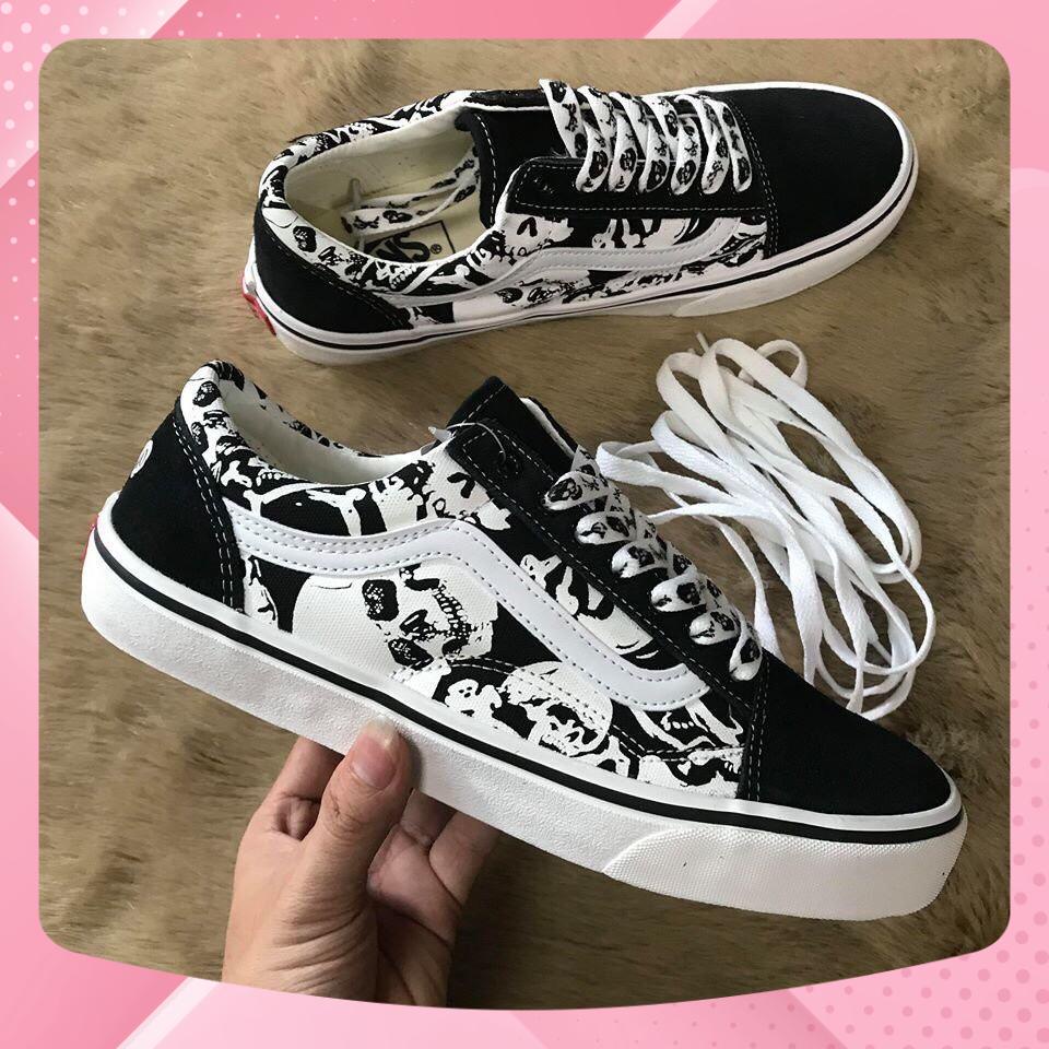 Giày thể thao nam nữ vans in đầu lâu, giày old skool skulls