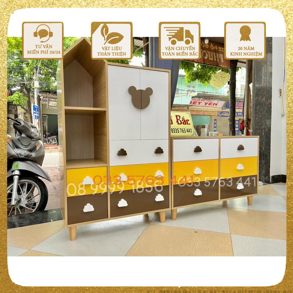 Tủ quần áo gỗ công nghiệp dành cho bé yêu màu sắc đáng yêu