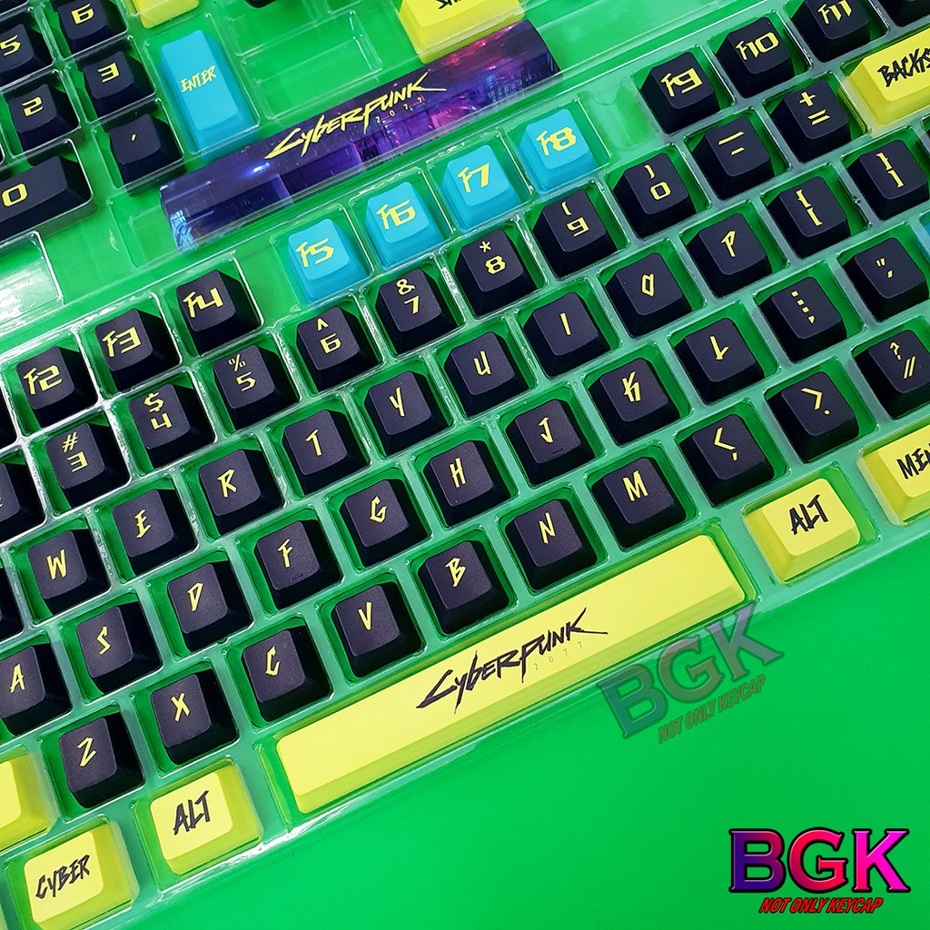 Bộ Keycap Cyberpunk 2077 PBT 122 Phím Cực Đẹp in Dye-Sub Font chữ to OEM Profile