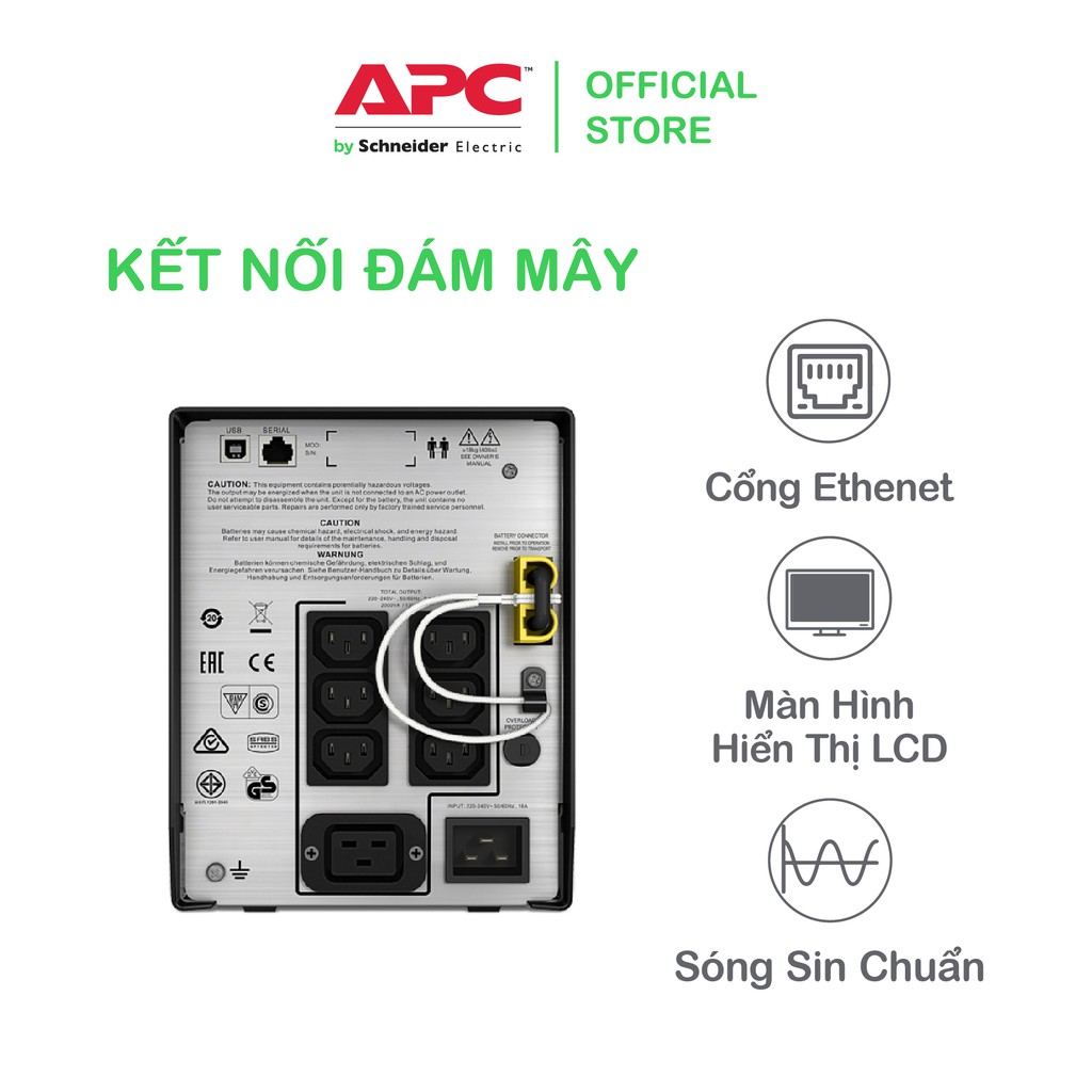 [FREESHIP] Bộ lưu điện thông minh APC by Schneider Electric Smart-UPS C 2000VA LCD 230V SMC2000I