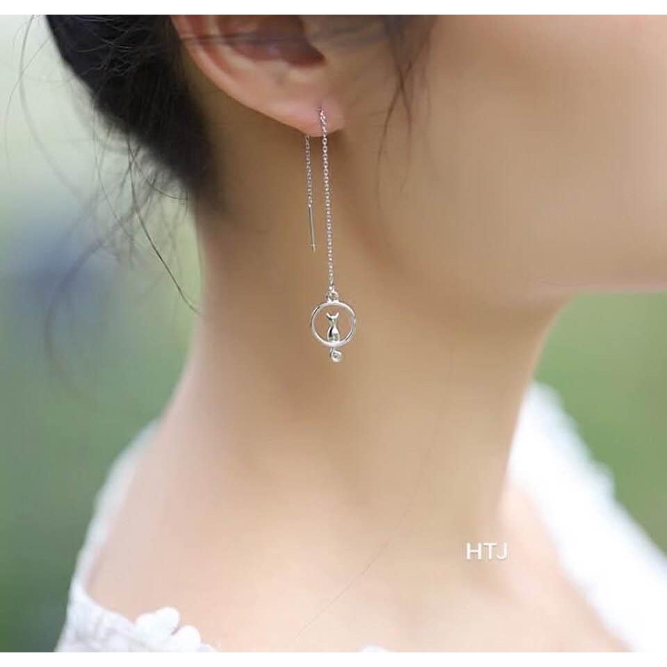 BÔNG TAI MÈO BẠC TA CAO CÂP