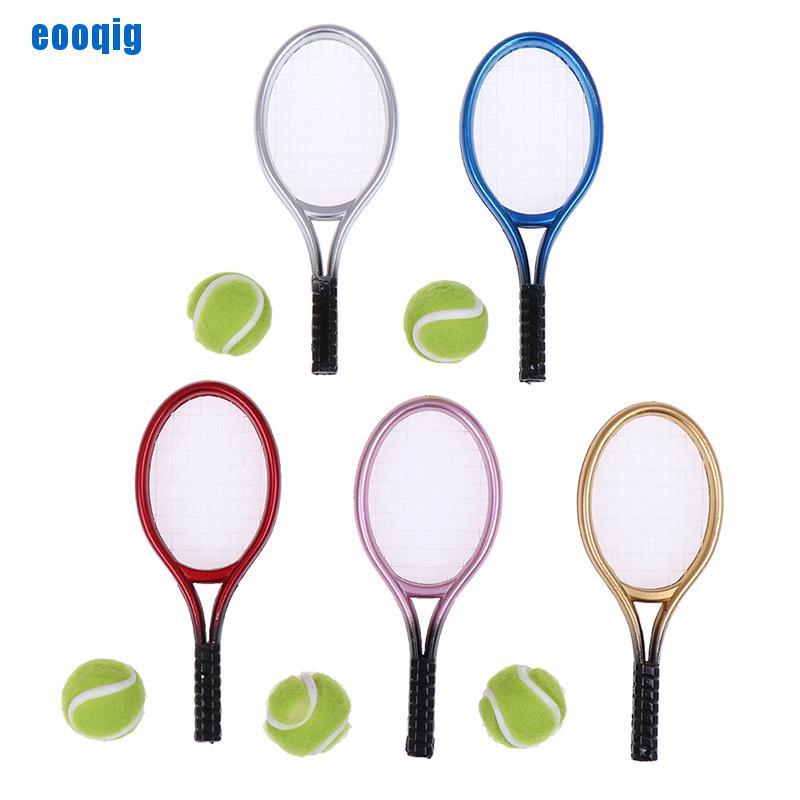 Bộ 2 Vợt Tennis Tỉ Lệ 1: 6 1: 12 Cho Nhà Búp Bê