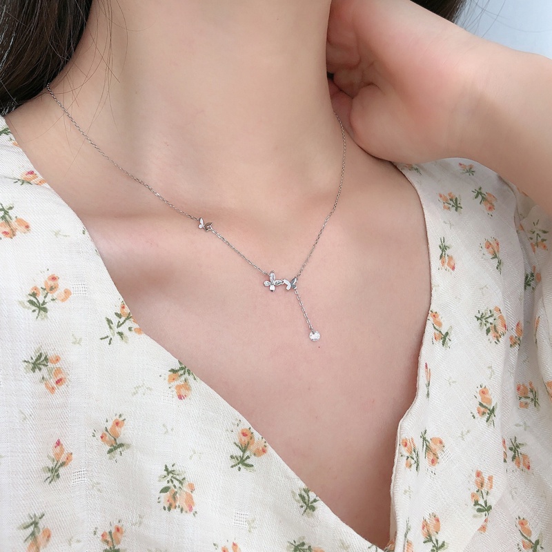 Vòng cổ Mặt Hình Bướm Đính Đá zircon Sang Trọng Cho Nữ