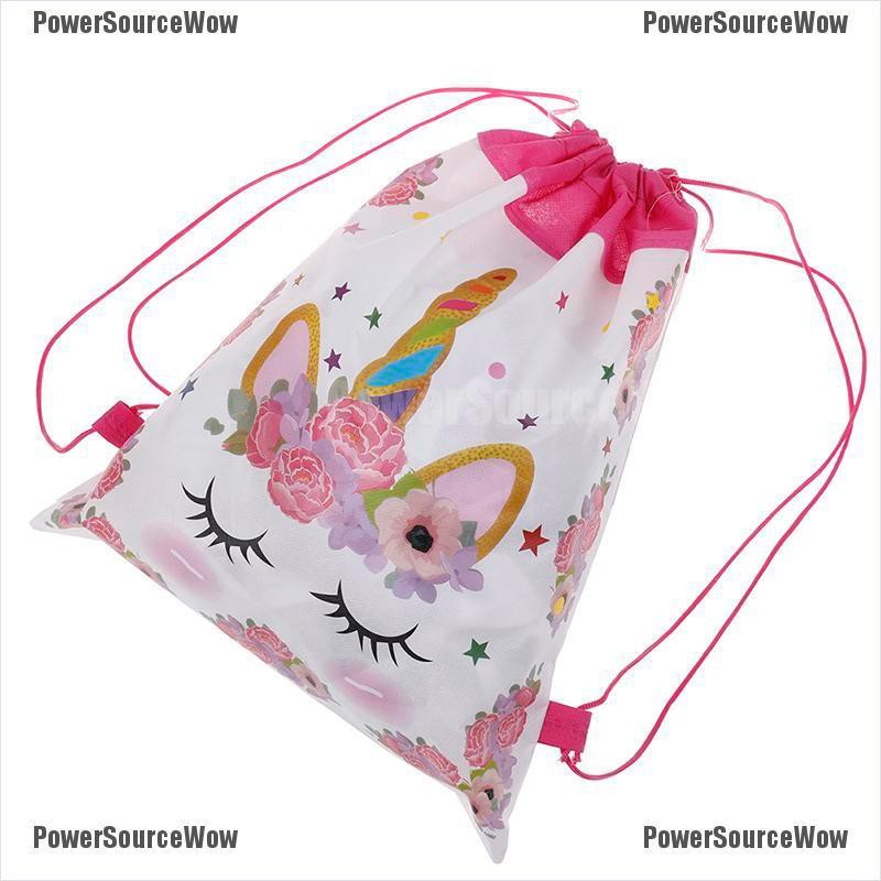 Balo Dây Rút In Hình Unicorn Dễ Thương Chất Liệu Polyester Kích Thước 25x25cm