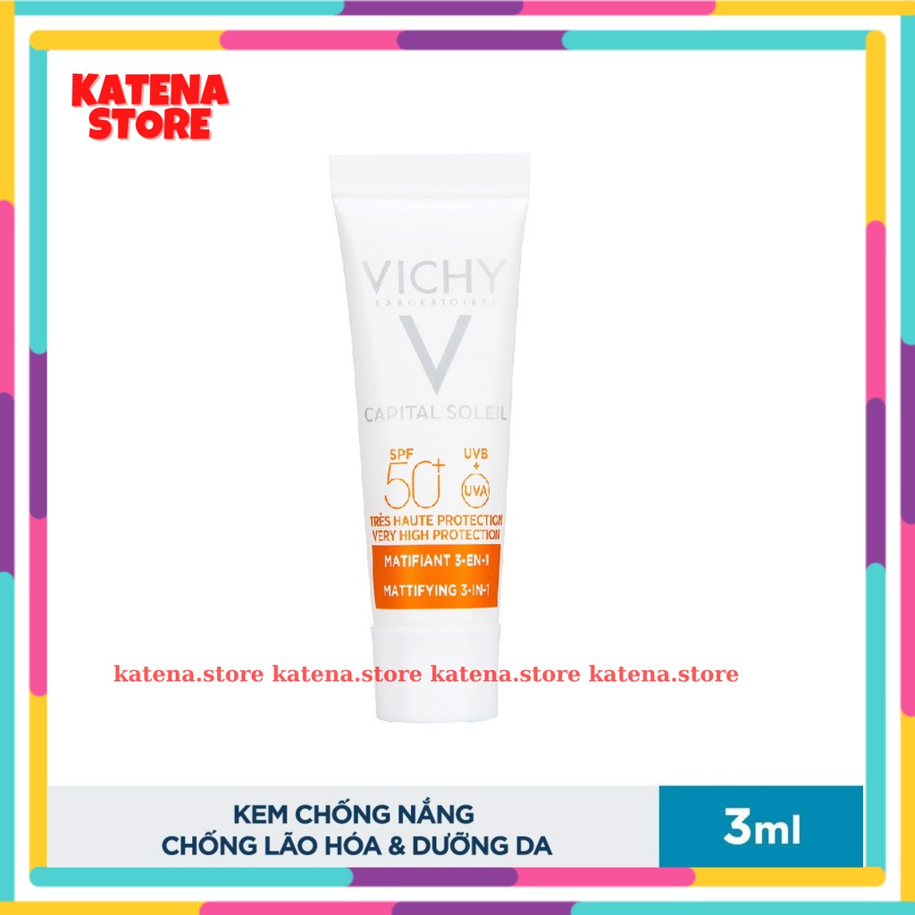 Kem Chống Nắng Vichy Kiềm Dầu SPF50+ Capital Soleil Mattifying 3in1 50ml 3ml