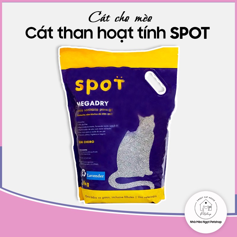 Cát Spot bao 5kg không bụi, vón tốt, khử mùi than hoạt tính cho mèo Cat Litter | Nhà Mèo Ngọt