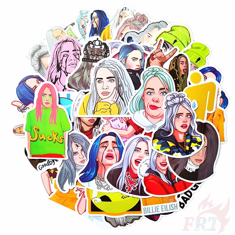 ❉ Billie Eilish Series 02 - Pop Singer Superstar Stickers ❉ 52Pcs/Set DIY Fashion Mixed Doodle Decals Stickers