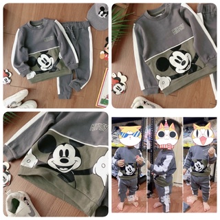 Bộ nỉ Mickey xám sz 3m-3y
