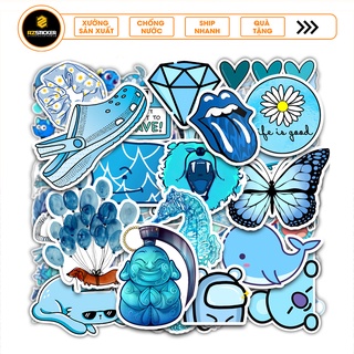 Bộ Hình Dán Nón Bảo Hiểm, Dán Laptop , Dán Điện Thoại , Tem Dán Xe Máy ... | Sticker Chủ Đề Blue Pastel