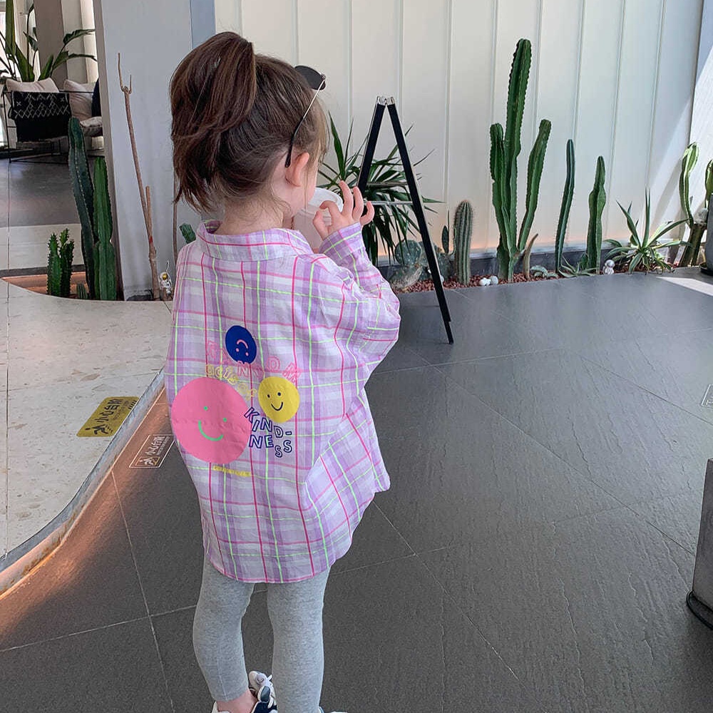 Cô Gái Áo Sơ Mi Tím | Quần Áo Trẻ Em Cotton Nguyên Chất Phong Cách Mới | Áo Sơ Mi Trẻ Em | Áo Thun MùA Thu Cho Bé | Áo Khoác Cardigan Cô Gái