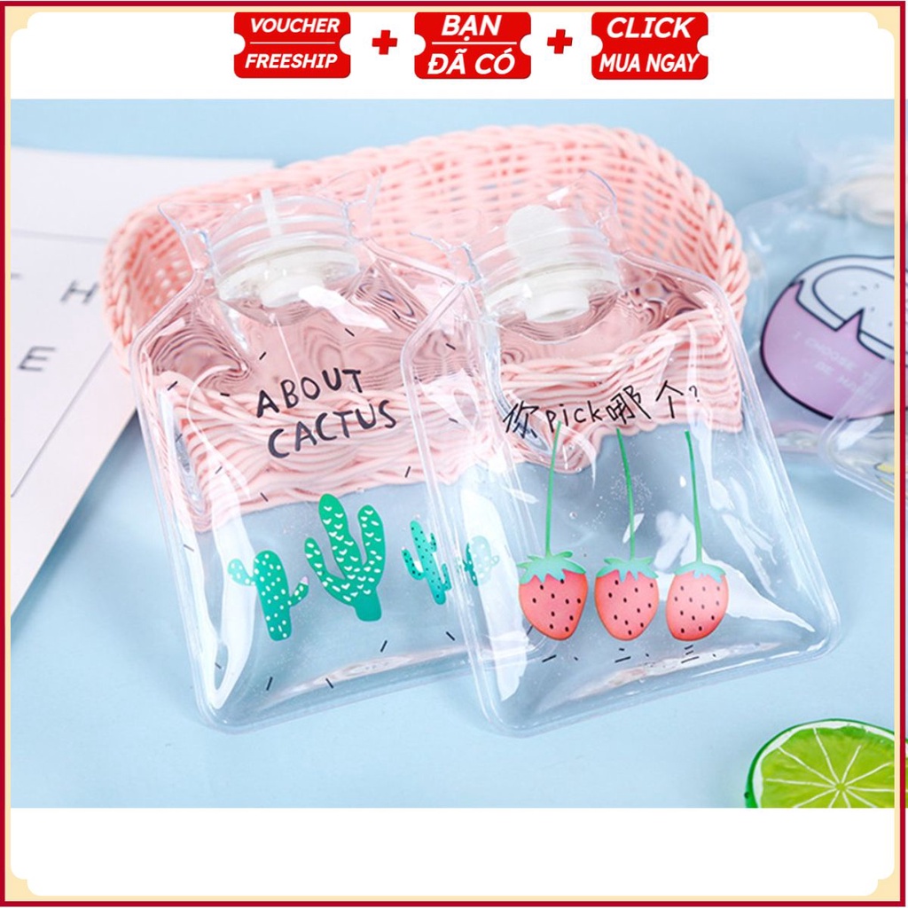 Túi Nước Chườm Nước Nóng, Lạnh - Túi KIỂU TRONG SUỐT 16Cm - Giúp Ấm Giữ Nhiệt, Giảm Đau Bụng Kinh