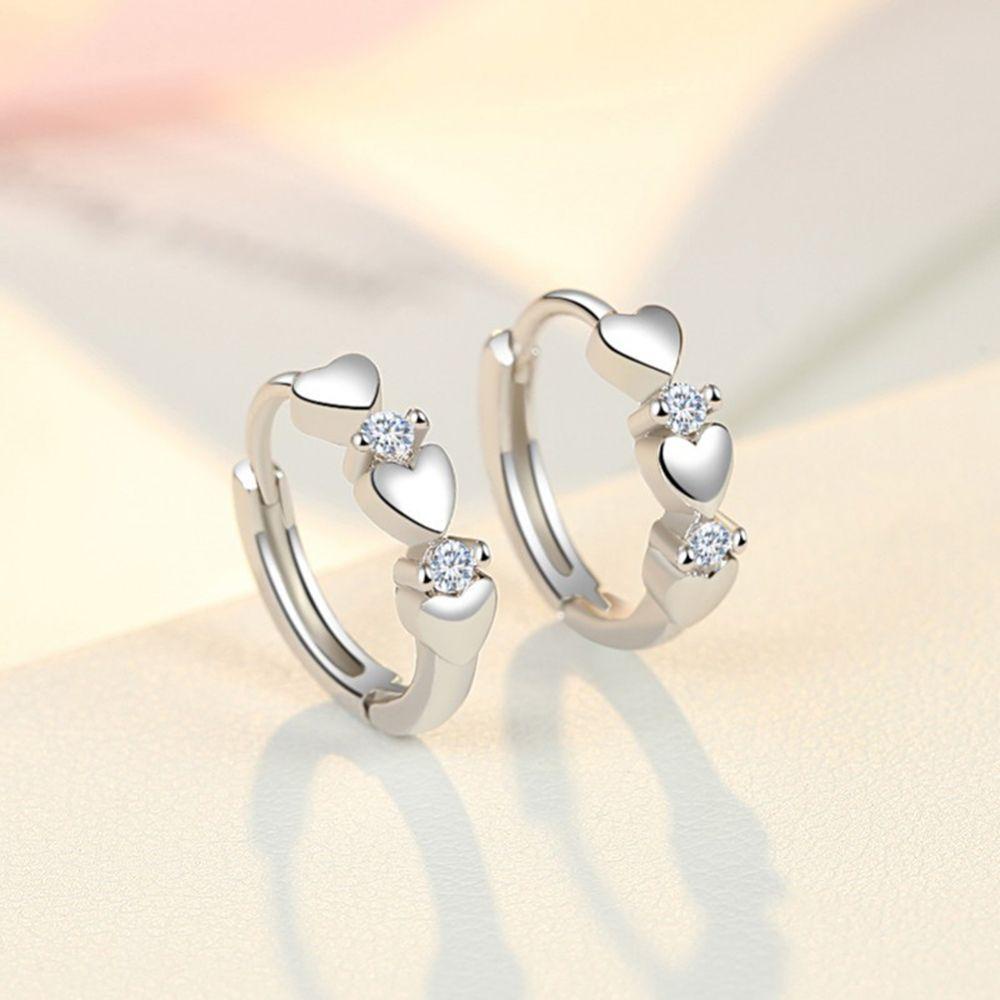 JONYE 1 Đôi Bông Tai Mạ Bạc 925 Hình Trái Tim Mới