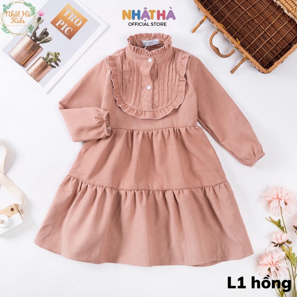 Váy bé gái thu đông NHẬT HÀ size đại từ 11-45kg chất len tăm dáng xòe siêu điệu