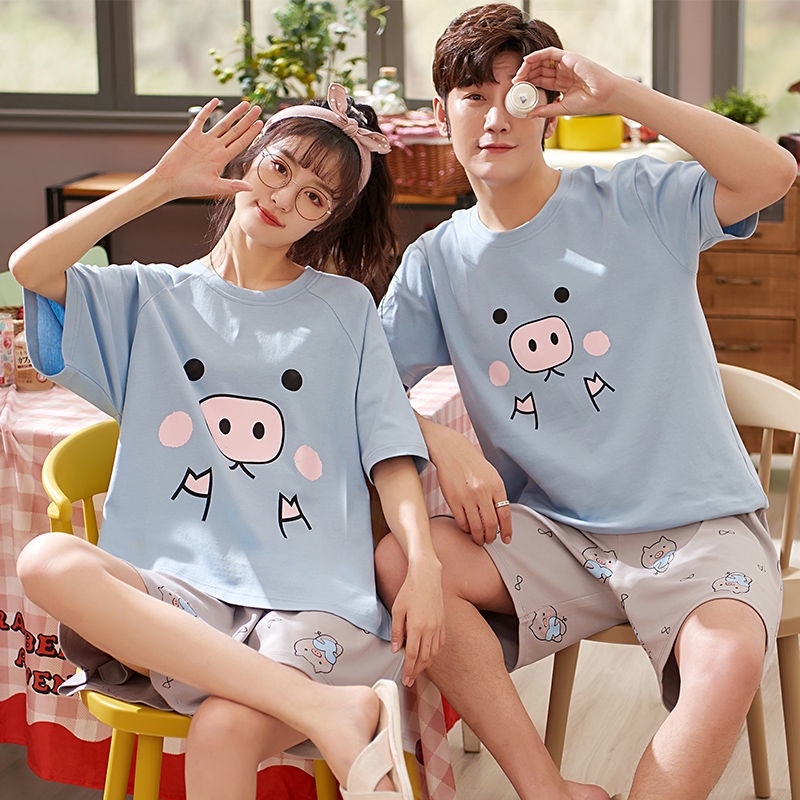 Bộ Đồ Ngủ Áo Tay Ngắn Và Quần Ngắn Bằng Cotton Phong Cách Hàn Quốc Dành Cho Nữ