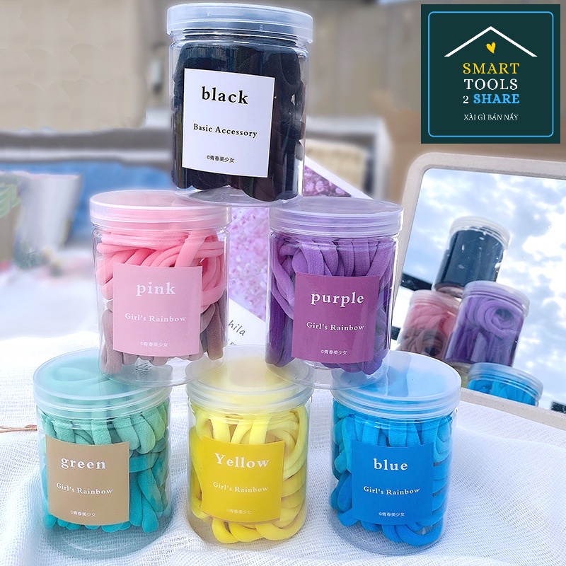 Set 20/ 50 Cột Tóc Chun Thun Co Giãn Hạn Chế Gãy Rụng Tóc/ Đau Da Đầu