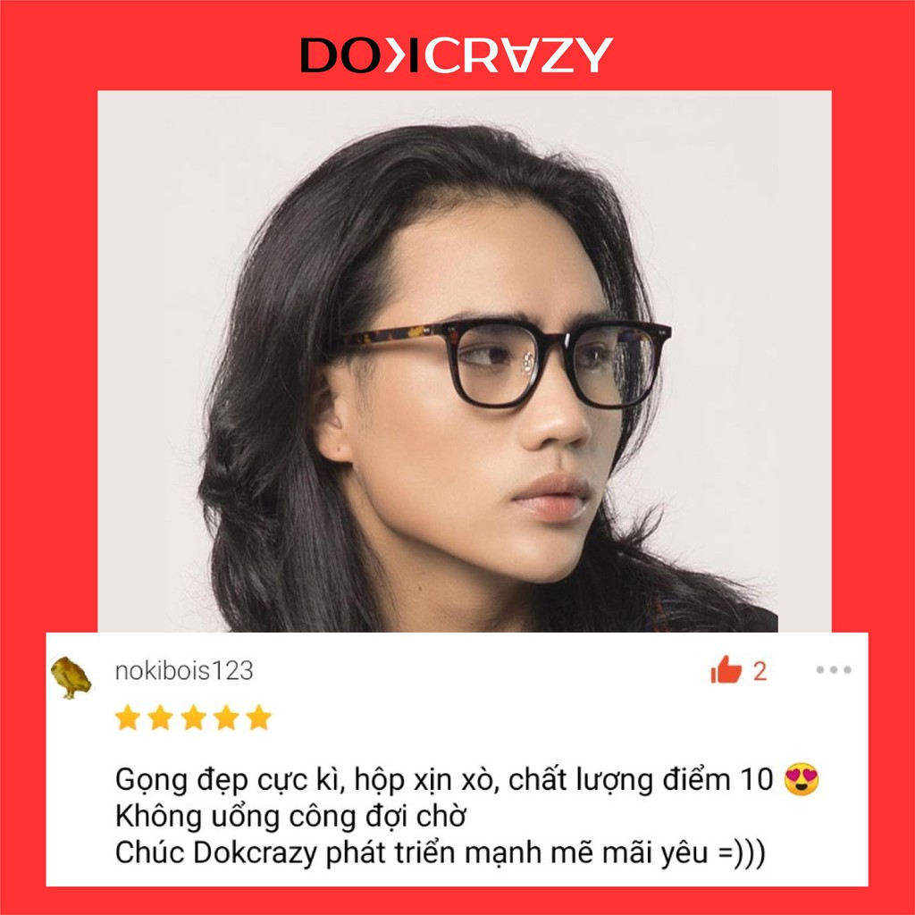 Kính cận vuông nam nữ DOKCRAZY mắt giả cận không độ dáng retro hot trend NICOS