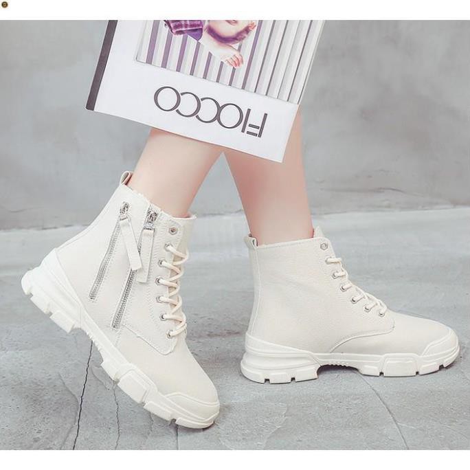 Có ảnh thật - Giày boot nữ cổ lửng không độn đế phong cách Hàn Quốc B135 . new new new . 2020 K . : : : * ' ; ₜ . jl