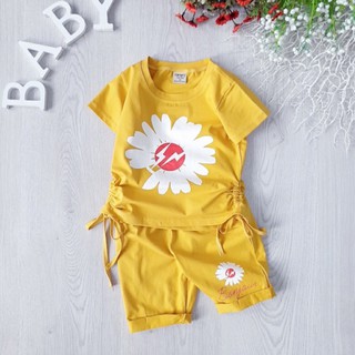 (SIZE 1-8) (11-24KG) ĐỒ BỘ THUN LỬNG IN HOA CÚC CHO BÉ GÁI