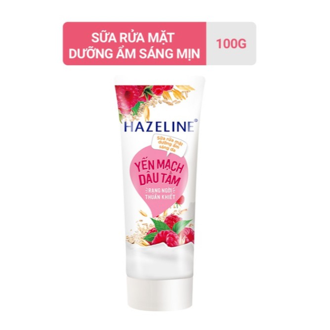SỮA RỬA MẶT HAZELINE DƯỠNG ẨM SÁNG DA YẾN MẠCH VÀ DÂU TẰM 100gr