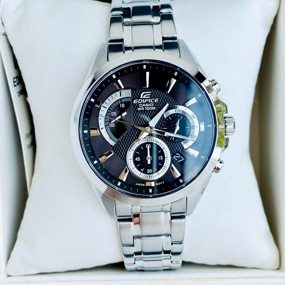 Đồng hồ nam thể thao chính hãng Casio Edifice EFV-580D-1AV Dây thép mặt đen chống nước 100 mét Bảo hành 1 năm Hyma watch
