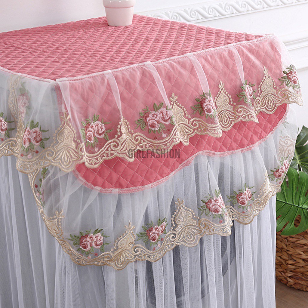 Red/ Purple/ Gray/ Beige Lace Dustproof Protector Floral Washing Machine Cover 60*60*85cm Home Decor